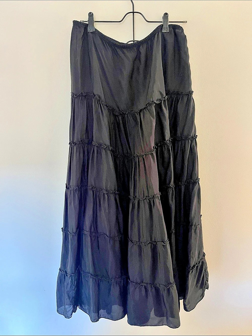 Vintage Witchy Black Tiered Maxi Skirt